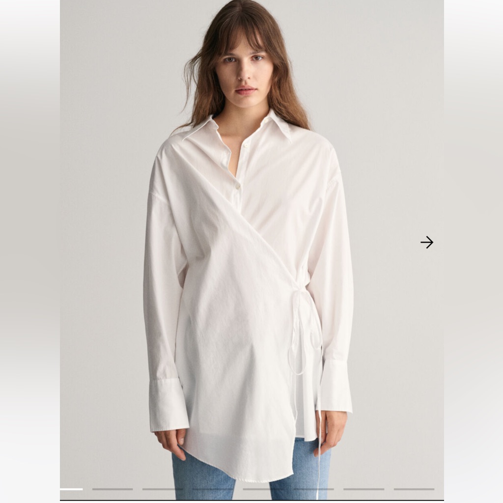 Gant Blue Oversized Asymmetrical Wrap Button Down Shirt